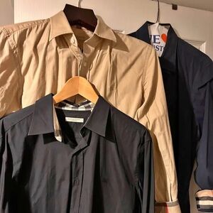 Classic Black Dress Shirt with Checkered Cuffs